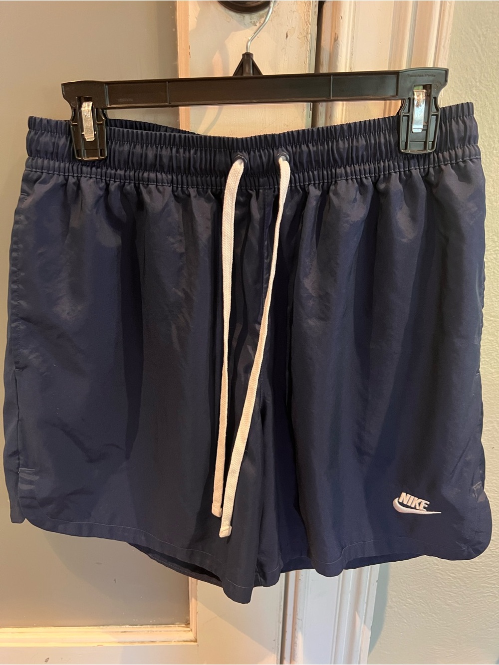 Nike Men's Navy Athletic Shorts with White Drawcord